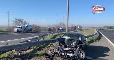 Avrupa Otoyolu’nda iki otomobil çarpıştı: 2 yaralı | Video
