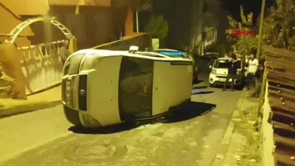 İstanbul Kartal'da hafif ticari araç rögar kapağına çarpıp takla attı: 1 yaralı
