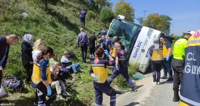 Yolcu otobüsü devrildi: 1 ölü 2 yaralı