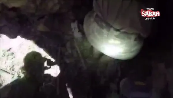 Pençe-Yıldırım Operasyonunda 4 odalı mağara tespit edildi | Video