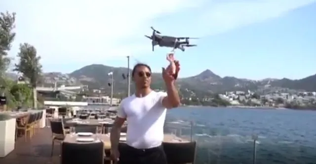Ünlü kasap Nusret eti drone ile uçurdu