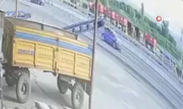 Iğdır’da orta refüje çarpan otomobilde 3 kişi yaralandı: Kaza anı kamerada #igdir