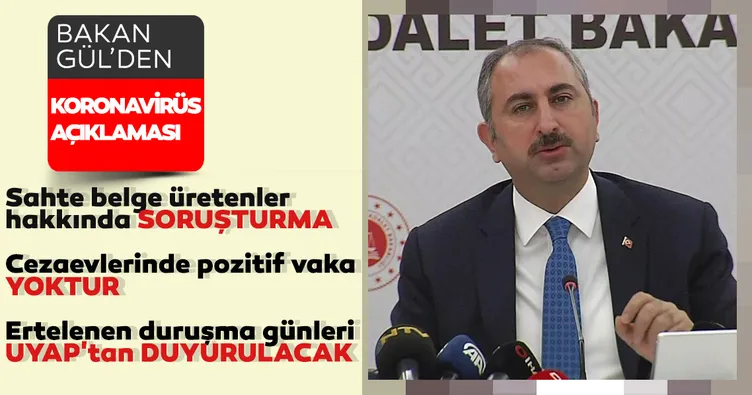 Son dakika: Bakan Abdülhamit Gül'den yargıda koronavirüs tedbirlerine ilişkin önemli açıklamalar