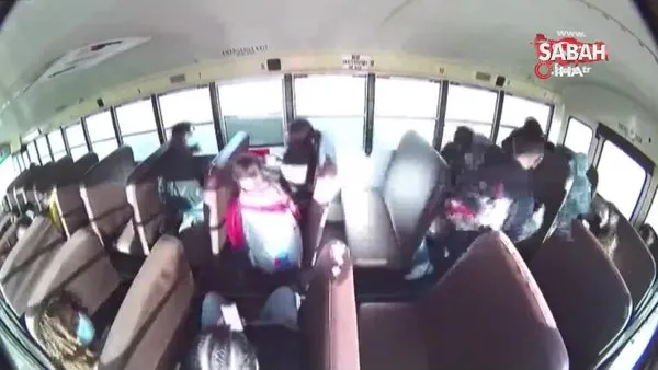 ABD'de korkunç kaza! Yarış yapan araç okul otobüsüne çarptı | Video
