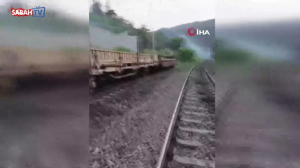 Demir yolu hattında yangın çıktı: Makinistler treni durdurup müdahale etti | Video videosunu izle Demir yolu hattında yangın çıktı: Makinistler treni durdurup müdahale etti | Video videosunu izle