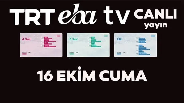 TRT EBA TV izle! (16 Ekim Cuma) Ortaokul, İlkokul, Lise dersleri 'Uzaktan Eğitim' canlı yayın: EBA TV ders programı | Video