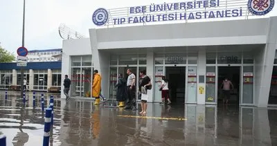 İzmir’deki sağanak yağış cadde ve sokakları göle çevirdi! Üniversite hastanesini su bastı
