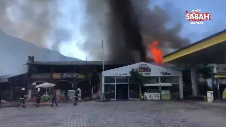 Dinlenme tesisinde büyük yangın | Video