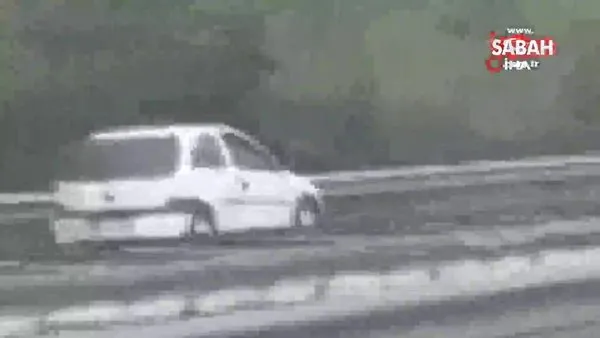 TEM Otoyolu’nda ters yönde hızla ilerleyen otomobil tehlike saçtı | Video