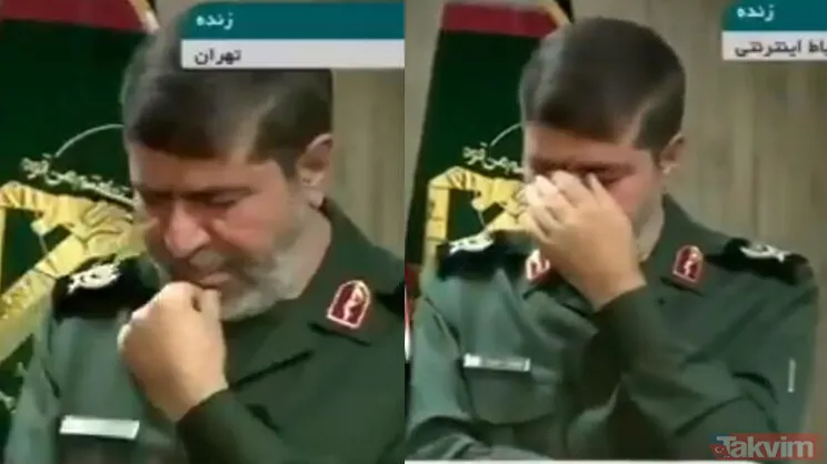 Devrim Muhafızları Sözcüsü Kasım Süleymani için canlı yayında gözyaşlarına boğuldu