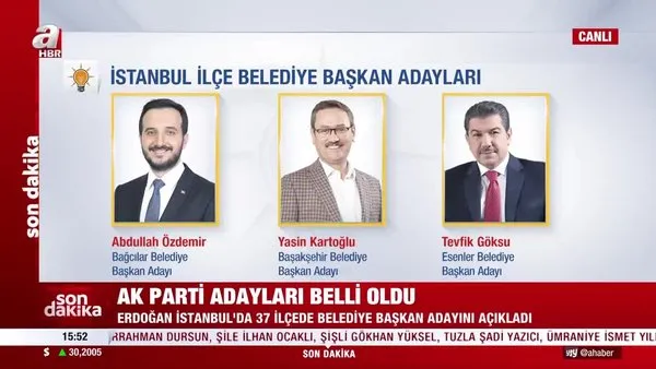 SON DAKİKA: AK Parti adayları belli oldu | Video