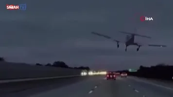 ABD'de uçak, seyir halindeki araca çarptı! O anlar kamerada