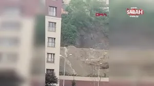 Gaziosmanpaşa’da toprak kayması böyle görüntülendi | Video
