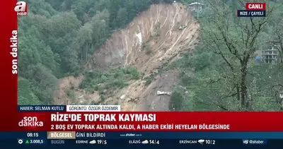 Rize’de heyelan! 3 ev yıkıldı | Video