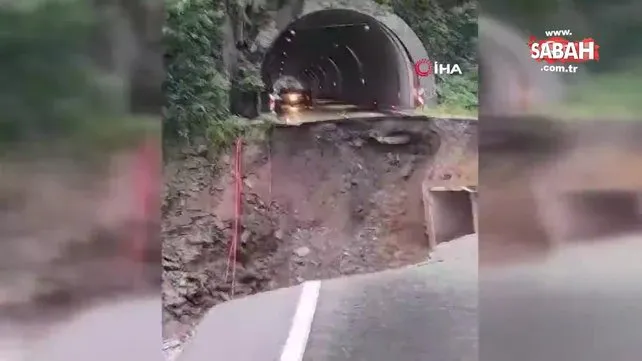 Ordu’da tünel çıkışında yaşanan heyelan anı kamerada | Video