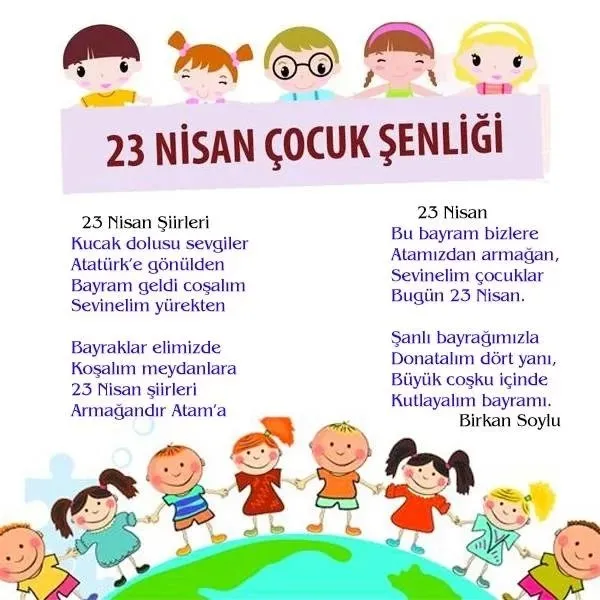 23 NİSAN ŞİİRLERİ 2025: 2-3-4-5-6 kıtalık, resimli, Türk bayraklı 23 Nisan Ulusal Egemenlik ve Çocuk Bayramı şiirleri