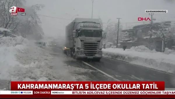 Kahramanmaraş'ta yoğun kar nedeniyle 5 ilçede okullar tatil