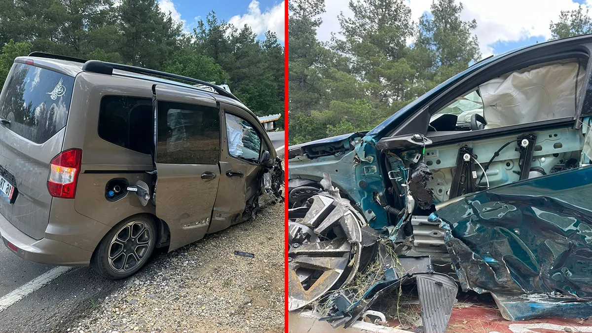 Edirne'nin Keşan ilçesinde meydana gelen trafik kazasında iki araç kafa kafaya çarpıştı.