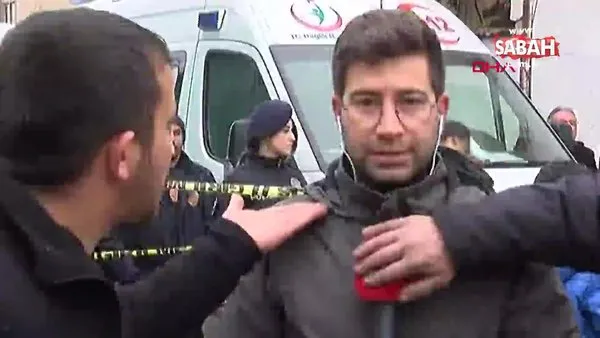 Konya'da göçen ev yakınında DHA muhabirine canlı yayında saldırı anları