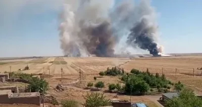 Kızıltepe’de çıkan yangında 40 dönüm arpa ve buğday ekini yandı #mardin