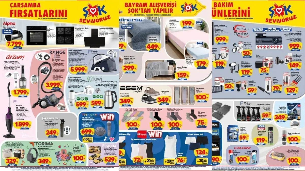 ŞOK aktüel ürünler kataloğu 11-24 Mart 2026: Bayrama hazırlık başladı! Bu hafta ŞOK’ta neler var?
