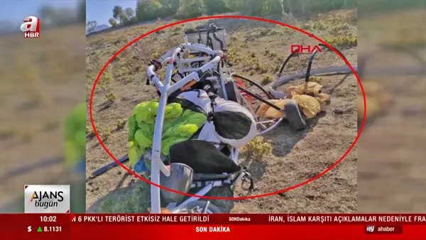 Son dakika! Hatay İskenderun'da kendini patlatan teröristlerin kullandığı hava aracı (Paramotor) kamerada | Video