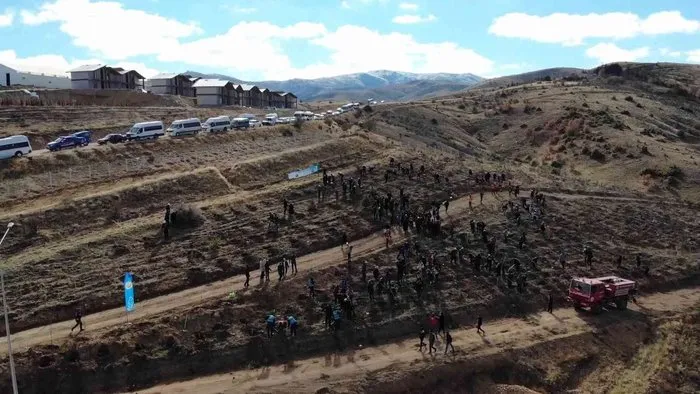 1744 rakımlı Dinek dağında fidanlar toprakla buluşturuldu