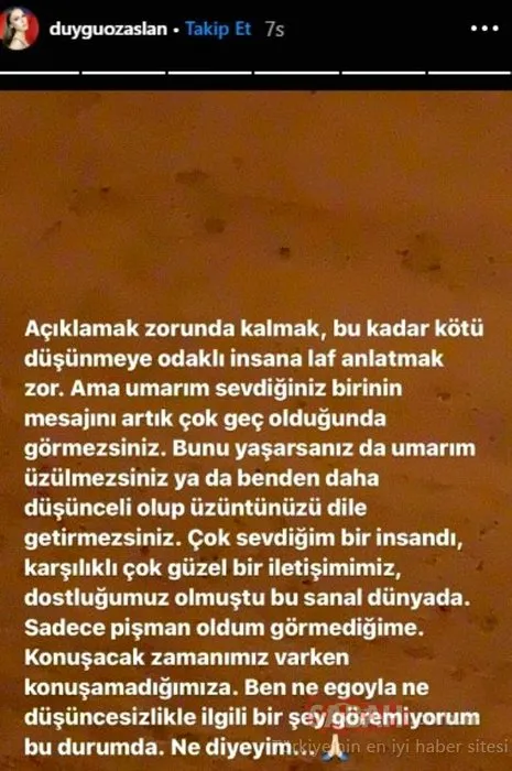 Neslican Tay için yaptığı paylaşım tepki çekti! Duygu Özaslan kendisini böyle savundu!