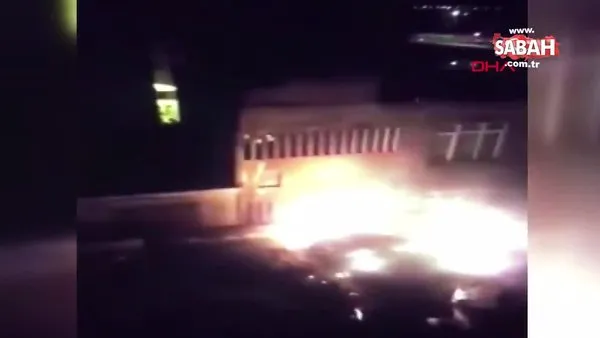 Trabzon'da çatı katındaki yangında patlama anı kamerada | Video