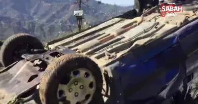 Rize’de kontrolden çıkan araç 50 metre yükseklikten aşağıya uçtu! | Video