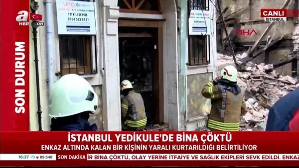 İstanbul Yedikule'de bir bina çöktü!