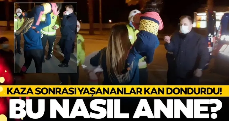 Son dakika: Antalya’da şok görüntüler! Kaza yapan anneden kan donduran hareket