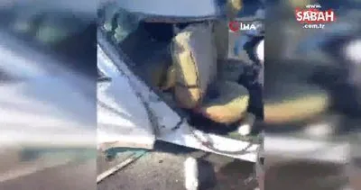 Kontrolden çıkan otomobil önündeki tıra çarptı: 1 ölü, 6 yaralı | Video