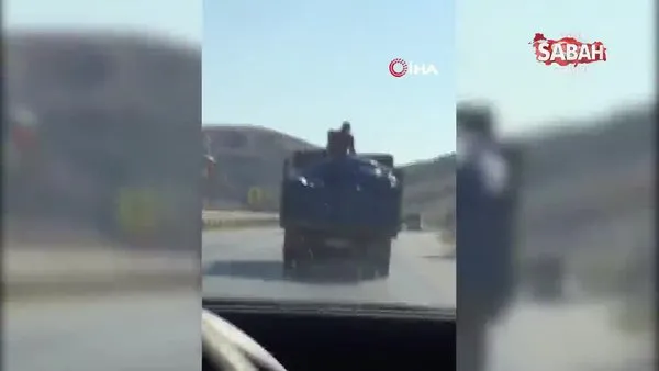 Kırıkkale'de kamyon kasasında şaşkına çeviren tehlikeli yolculuk | Video