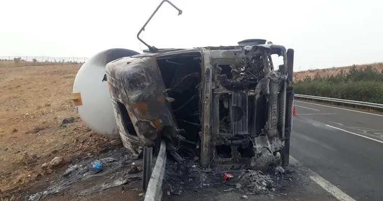 Şanlıurfa’da LPG yüklü tanker alev alev yandı