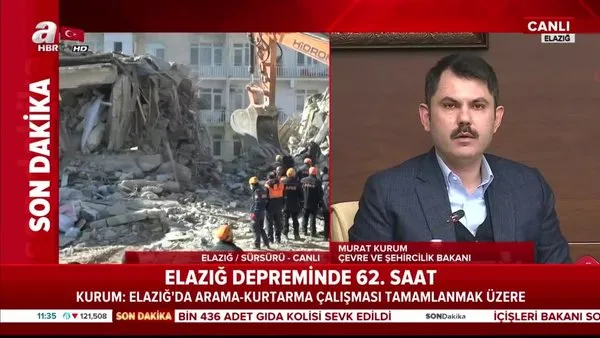 Çevre ve Şehircilik Bakanı Murat Kurum'dan Elazığ'da deprem bölgesinde açıklama (27 Ocak 2020 Pazartesi)