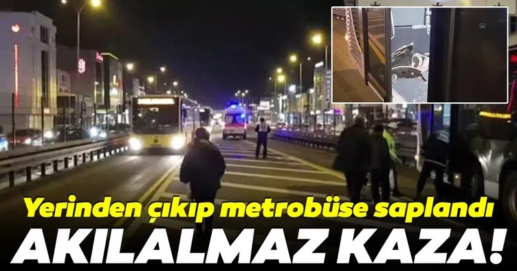 Avcılar’da akılalmaz kaza! Rögar kapağı metrobüse saplandı