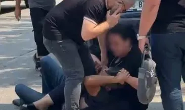 Genç kadın eski kocasını yere yatırıp dövdü! O anlar kamerada! #bursa