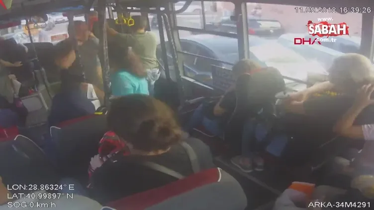 Minibüsteki dehşet anları kamerada