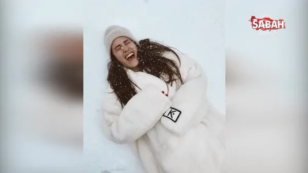 Ünlü Oyuncu Hazal Kaya'nın yoğun kar yağışı altındaki görüntülerine sosyal medyada beğeni yağdı | Video