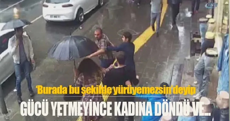 Erkekten dayak yiyince kadına saldırdı