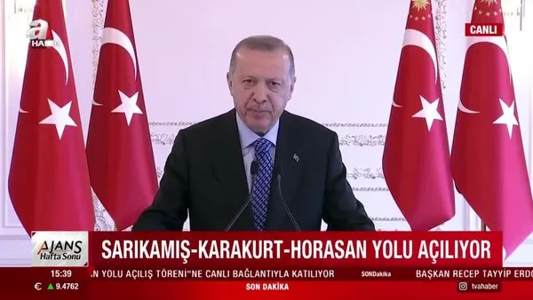 Cumhurbaşkanı Erdoğan'dan 'Sarıkamış-Karakurt-Horasan' yolunun hizmete açılış töreninde açıklamalar | Video