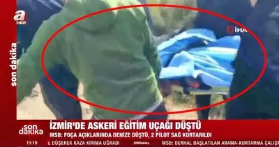 SON DAKİKA: İzmir’de KT-1 tipi askeri uçak düştü! Kurtarılan 2 pilot kamerada... Olay yerinden ilk görüntüler...