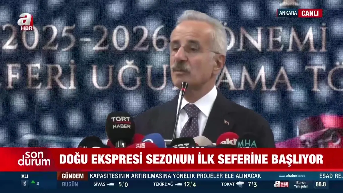 Turistik Doğu Ekspresi yeni sezona başladı! Bakan Uraloğlu: 10 bin 800 seyahat tutkununa, Anadolu’nun büyüsünü yaşatacağız videosunu izle Turistik Doğu Ekspresi yeni sezona başladı! Bakan Uraloğlu: 10 bin 800 seyahat tutkununa, Anadolu’nun büyüsünü yaşatacağız videosunu izle