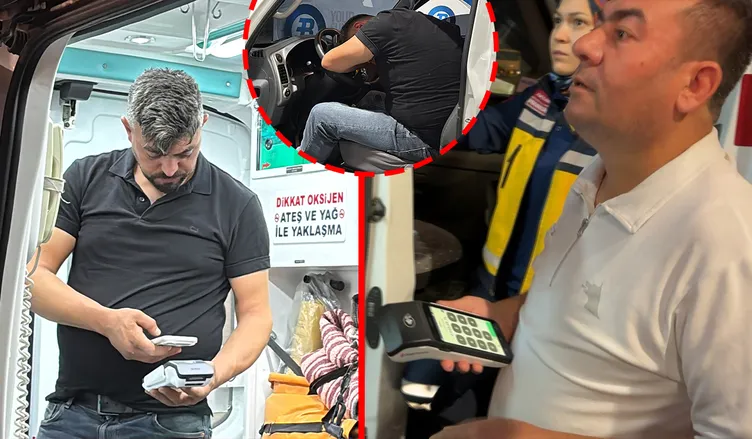Aksaray’da hayrete düşüren anlar! Alkollü sürücü akaryakıt istasyonunda fenalaştı: Görevli pos cihazını ambulansa kadar getirdi!