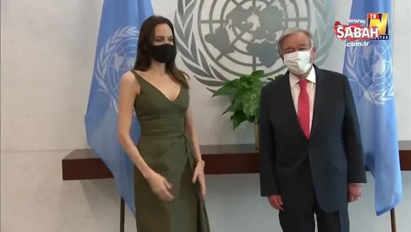 BM Genel Sekreteri Guterres, iyi niyet elçisi ünlü oyucu Angelina Jolie ile görüştü | Video