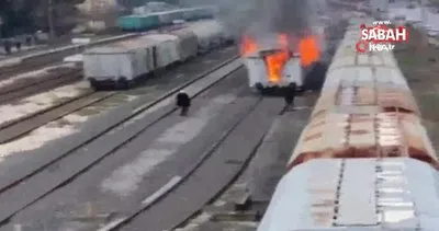 Gaziantep’te TCDD personellerine ait vagonlar alev alev yandı | Video