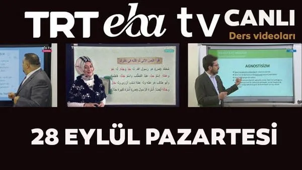 TRT EBA TV izle! (28 Eylül Pazartesi) Ortaokul, İlkokul, Lise dersleri 'Uzaktan Eğitim' canlı yayın: EBA TV ders programı | Video