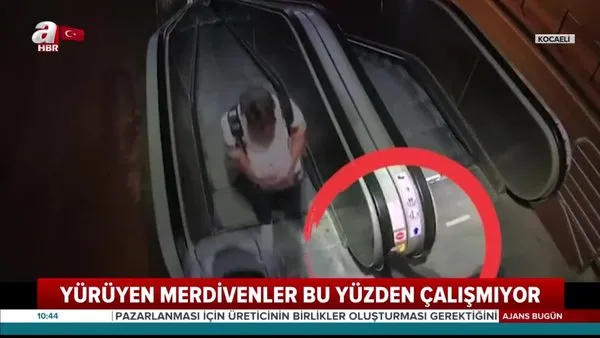 Kocaeli'de yürüyen merdivenlere 'Yok böyle ahlaksızlık' dedirten sabotaj kamerada | Video