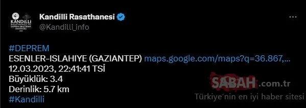 Son dakika Gaziantep’te deprem oldu! 2023 AFAD ve Kandilli Rasathanesi son depremler listesi ile Gaziantep deprem haberi